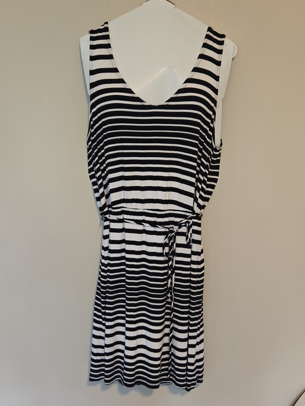 Merona Black and White Striped Sleeveless Midi Dress